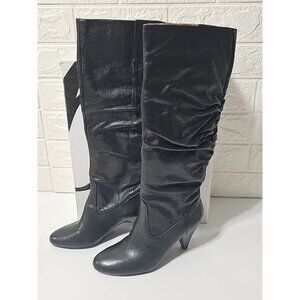 Nine West black leather women's high heel Boots size 5.5 NWSTANDPUT
